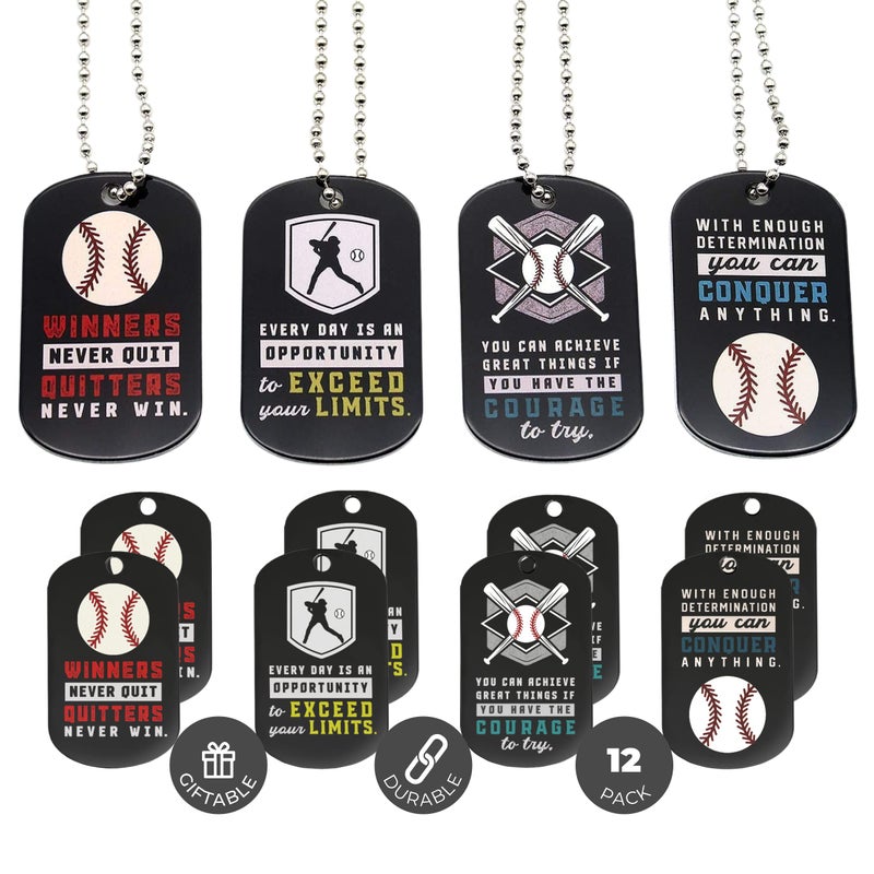 Inkstone Baseball Dogtag Necklaces | Motivational Be The Game Changer | 12 Pack | Encouraging Gift for Students, Teams, Players, and Employee baseball necklace Party Favors Gifts for Team Softball Gifts - Image 1